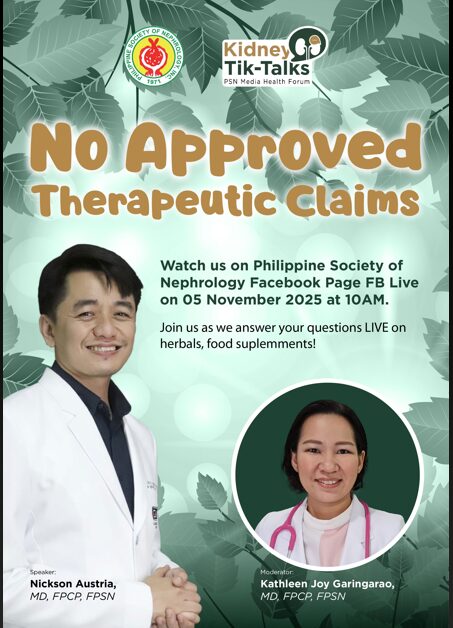 PSN Kidney Tik-Talks: No Approved Therapeutic Claims