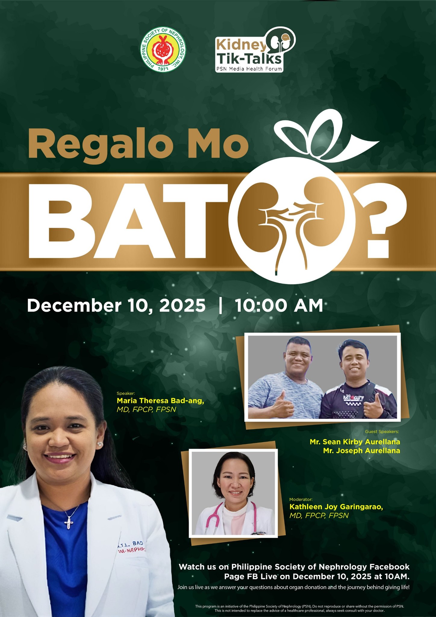 PSN Kidney Tik-Talks: ORGAN DONATION